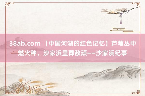 38ab.com 【中国河湖的红色记忆】芦苇丛中燃火种，沙家浜里葬敌顽——沙家浜纪事