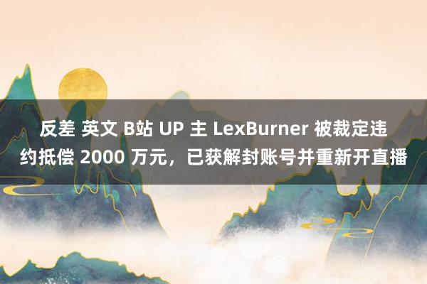 反差 英文 B站 UP 主 LexBurner 被裁定违约抵偿 2000 万元，已获解封账号并重新开直播